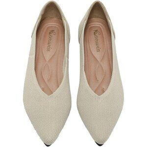 Semwiss Women's Beige Ballet Pointed Toe Flats Comfortable Casual Dressy Shoes